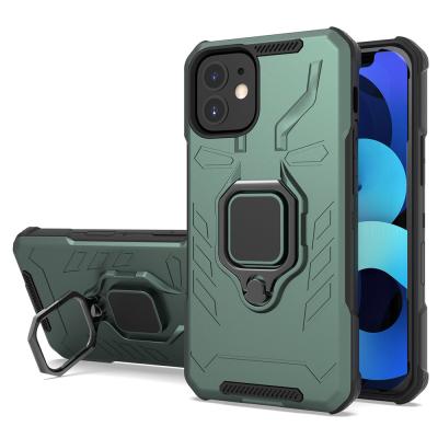 China Manufacturer iExplore Hybrid PC Double Layer Shockproof Rugged Ring Armor TPU Case 2 in 1 Cell Phone Case for iPhone 12 Pro Max for sale