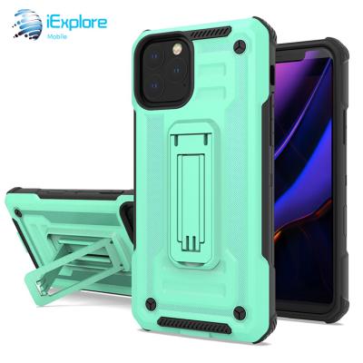 China iExplore Kickstand Armor Case Dual Layer Hybrid PC Kickstand Rugged Slim Armor Case TPU 2 in 1 Cell Phone Case For iPhone 11 PRO Max 5.8