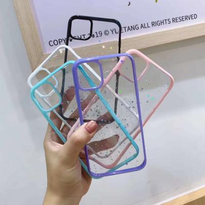 China Glittering Star Phone Case iExplore TPU PC 2 in 1 Glue Processing Transparent Glittering Star Phone Case for iPhone 11 Pro Max iPhone 12 Pro Max for sale