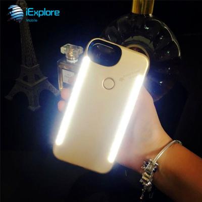 China Dual Sides Maker iExplore Case Maker Selfie LED Flash Phone Light Selfie LED Fill Light Up Luminous Phone Case For iPhone 7p 8p Samsung S9 S10 for sale