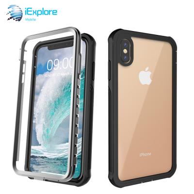 China iExplore Shockproof Military Shockproof Full Body 360 Full Body Screen Protector Element Full Body Rugged Clear Case Cover With Built-in Screen Protector Phone Case For iPhone XS Max for sale