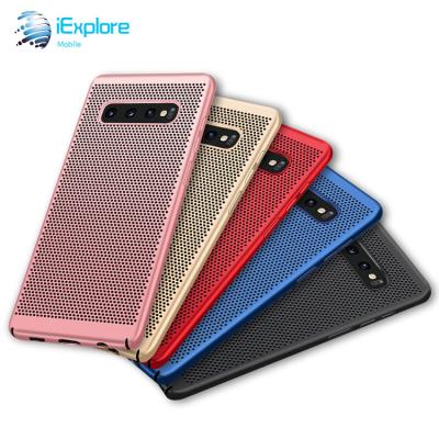 China Breathable Mesh Hole PC Case iExplore Manufacturer Heat Dissipation Mesh Hole Plated Ultra Thin PC Cell Phone Case For Samsung S10 for sale