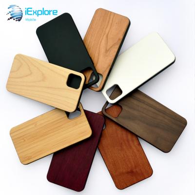 China iExplore Shockproof Manufacturer Environmental Biodegradable Natural Bamboo Wood With TPU Phone Case OEM ODM Design For iPhone 13 Pro Max for sale