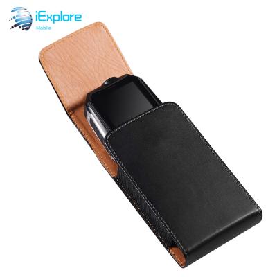 China iExplore Maker Flip Buckle Holster Phone Case Universal Shiny Leather Vertical Waist Cover PU Leather Hanging Holster Phone Case For Smart Phone for sale