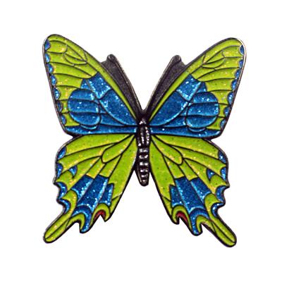 China Wholesale Europe Badge Manufacturers Metal Custom Wings Enamel Pin Glitter Badge Butterfly Brooch School Pin for sale