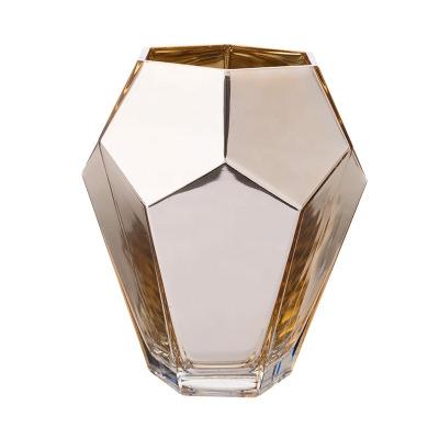 China Europe Small Gold Mercury Centerpieces Handmade Wedding Flower Table Glass Vase for sale