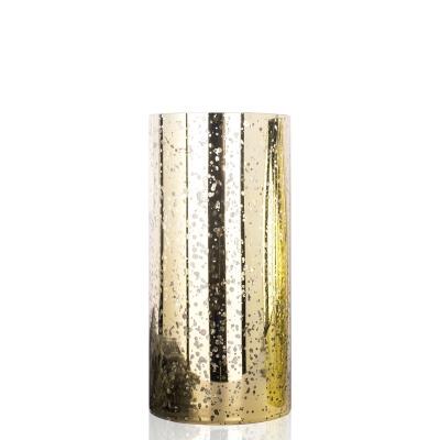 China Europe Tall Gold Cylinder Mercury Mirrored Glass Flower Vases for sale