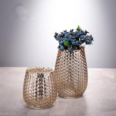 China Europe Mercury Silver Gold Wedding Creative Electroplating Table Glass Vase for sale