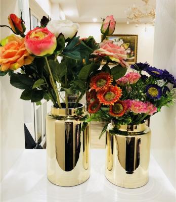 China Wholesale Europe Vase Gold Glass Flower Vase for Home Decoration and Wedding for sale