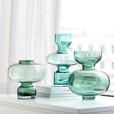 China Europe Fashion Style Luxury Home Decor Colored Big Flower Hand Blown Glass Vase for sale