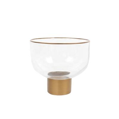 China 2020 Weddings Hurricane Pillar Creative Glass Candle Holder with Golden Gold Base for Home Wedding Decoration for sale