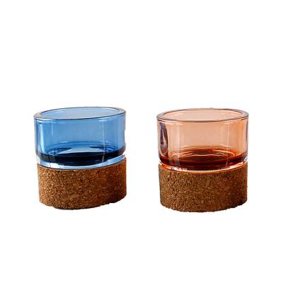 China Wholesale Home Decoration Classic Design Wine Votive Candle Holder Decorative Glass Jar With Base for sale