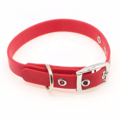 China QThonest Dog Products Wholesale Custom Single Color Goods Collars Personalized Waterproof Pet PVC Dog Collar for sale