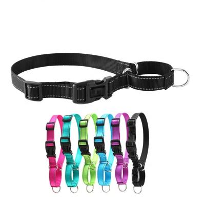 China QThonest Martingale Reflective Dog Collars Quick Release Reflective Heavy Duty Buckle Training Dog Collar for sale