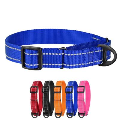 China QThonest High Quality Reflective Nylon Adjustable Dog Collar Martingale Adjustable Dog Collar for sale