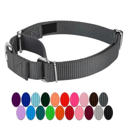 China QThonest Amazon Training Dog Collar 21 Plain Color Martingale Custom Hot Selling Custom Nylon Dog Collar for sale