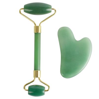 China Wholesale natural facial face lift massage green jade roller gua sha set for sale