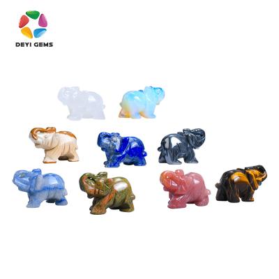 China Europe Wholesale Natural High Quality Quartz and Crystal Crafts Elephant Hand Carving Stone Crafts Animal Beads for Gifts for sale