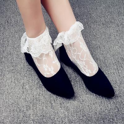 China New Arrivals Antibacterial Children Lace Big Princess Short Socks Cotton bangs children to lace up ankle socks for sale