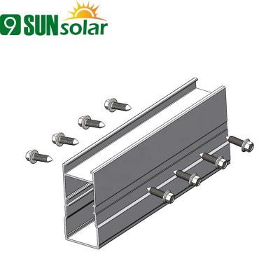 China Industrial Rooftop Solar Mounting Anodized Aluminum Solar Panel Rail Splice Kit for sale