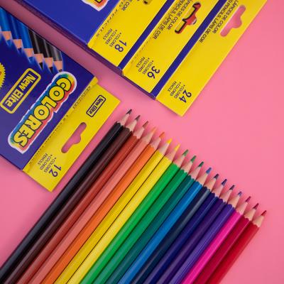 China High quality pencil 12 of 5 designs 18 24 36 48 color pencil set for kids color box packaging for sale