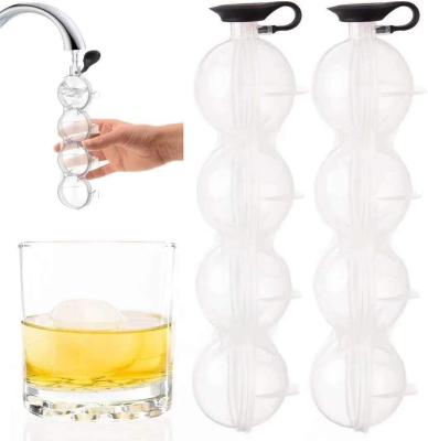 China Amazon Viable Hot Sale Four-hole Whiskey Round Ice Hockey Cube Tray Ball Mold 4 Hole Reusable Ice Maker Cooler for sale