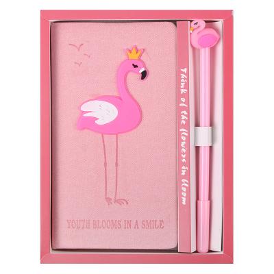 China Hardcover Book Flamingos Journal Notebook Planner with Pen Cute Notebook Gift Set for Kids for sale