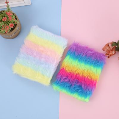 China Rainbow 2 Plush Durable Fuzzy Diary For Kids Gifts Notebook for sale