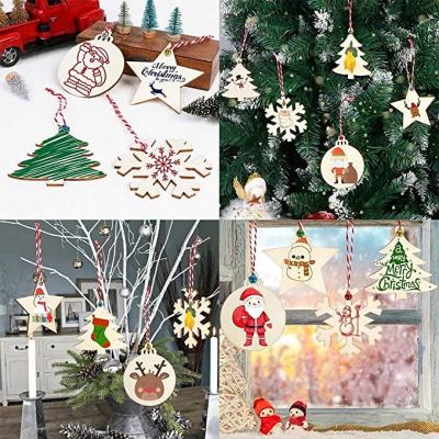 China Unfinished Empty Wooden Slice Of Eco-Friendly Christmas Wood Ornaments For DIY ARTS Drawing Crafts for sale