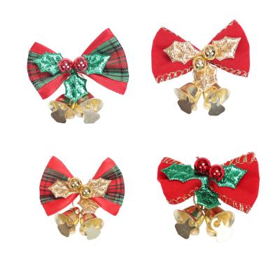 China 8 Christmas Bows with Bells Hanging Ornaments Decor for Wall, Fireplace, Tree for sale