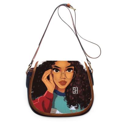 China 2021 High Quality Women Messenger Bags Black Art African Girls Printing Crossbody Lady Bags Sling Shoulder Bags Females Handbags for sale