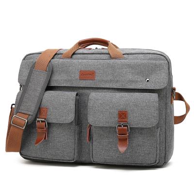 China Waterproof Factory 2021 Custom 17 Inch Mens Vintage Handle Messenger Soft Canvas Bag Laptop Briefcase for sale