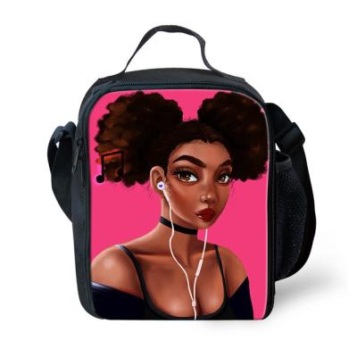 China Food Custom Wholesale Drop Shipping African Girls Printed Dropshipping Lightweight Lunch Bag For Girls Insulated Small Cooler Bags for sale