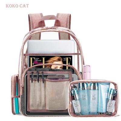 China Wholesale Waterproof School Bags Transparent PVC Bag Child Set Clear Backpacks Women High Quality Schoolbag For Teenage Girl Mochila Escolar for sale