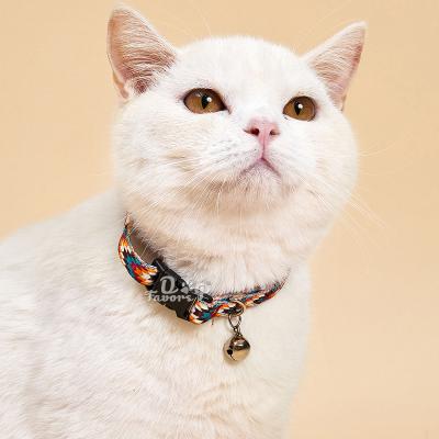 China Hot Custom Amazon Pet Supplies Print Cat Bell Collar Kitten Neck Band Pet Collar Spot Wholesale for sale