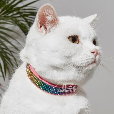 China Korean Stain JEWELED Cashmere Cat and Dog Collar New Amazon Color Faux Stone Warm Small and Medium Pet Collar Pet Collar for sale