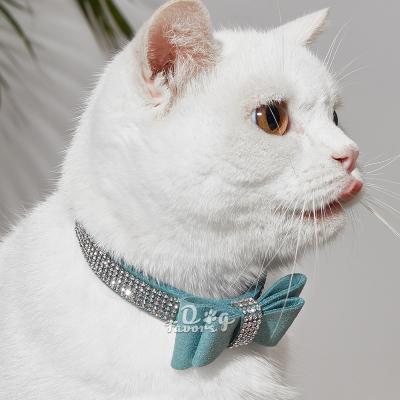 China Small and Medium Cat and Dog Pet Neck Dog Collars Amazon Supplies New Rhinestone Bowknot JEWELED Pet Collar Wholesale for sale