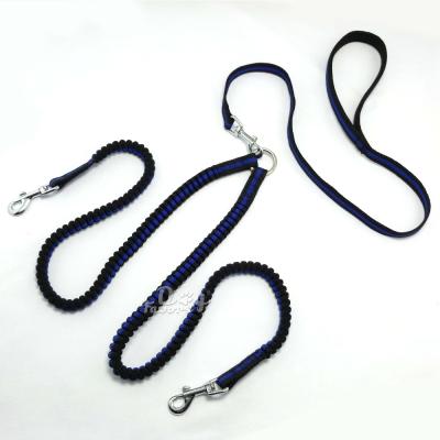 China New Double Bungee Dogs Double Leash Double Coupler 2 Way Viable Nylon Dog Pet Double Leash Puppy Advances for sale