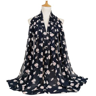 China New Fashion Muslim Feeling Hijab Scarf Shawl Women Soft Smooth Floral Chiffon Headscarf 180*75cm for sale