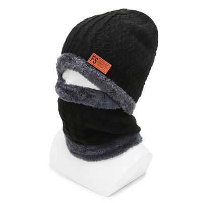 China COMMON Soft Thicken Warm Wool Scarf Knitted Hats Set Neck Winter Warm Ski Wool Beanie Hat ODM & OEM for sale