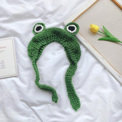 China COMMON high quality frog knitted winter hat warm women cute headdress out of earmuffs knitted hats for sale