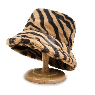 China New Comfort Breathable Foldable Winter Style Plush Striped Korean Girls Terry Bucket Hat Fisherman Hat Thick Woolen Warm Bucket Hat for sale