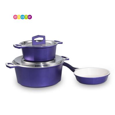 China Factory Direct Sale Minimalist White Cooking Pot and Pan Custom Non-Stick Ceramic Cookware Set With Lid for sale