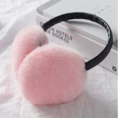 China Real Rex Rabbit Fur Ear Muffle Winter Warmer New Arrival Earmuffs Shape Winter Design Warmer Earmuffs With Soft Earflap Speaker for sale