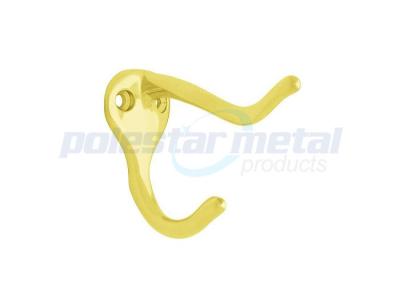 China Zinc Alloy Decorative Door Hardware Polished Brass Double Prong Robe Hook 2-1/3