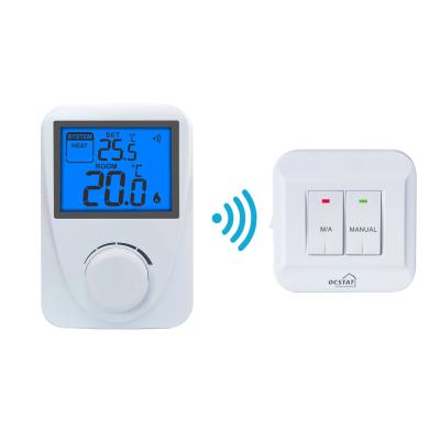 Cina Riseem Blue Backlight Caldaia a gas RF wireless Termostato non programmabile con interruttore di riscaldamento / spegnimento / raffreddamento in vendita