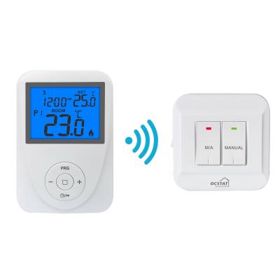 China Riseem RF Digital Display Wireless Heating Thermostat White Color ABS Material for sale