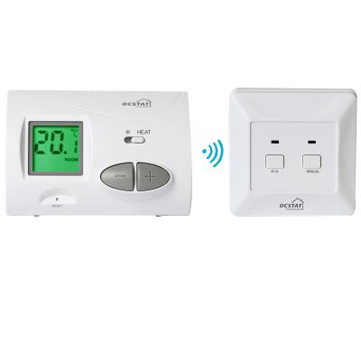 China Riseem 868Mhz White Electronic Large Button Digital Home Thermostat For Underfloor Heating for sale