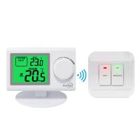 China Large LCD Screen White Color Wireless Digital Room Thermostat With NTC Sensor for sale