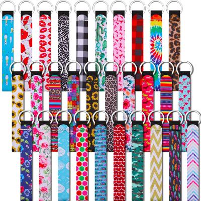 China Waterproof Neoprene Wristband Key Chain Printed Hand Wrist Lanyard Keychain Holder for sale